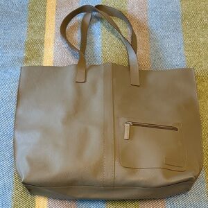 Large Leather Grey Tote Bag